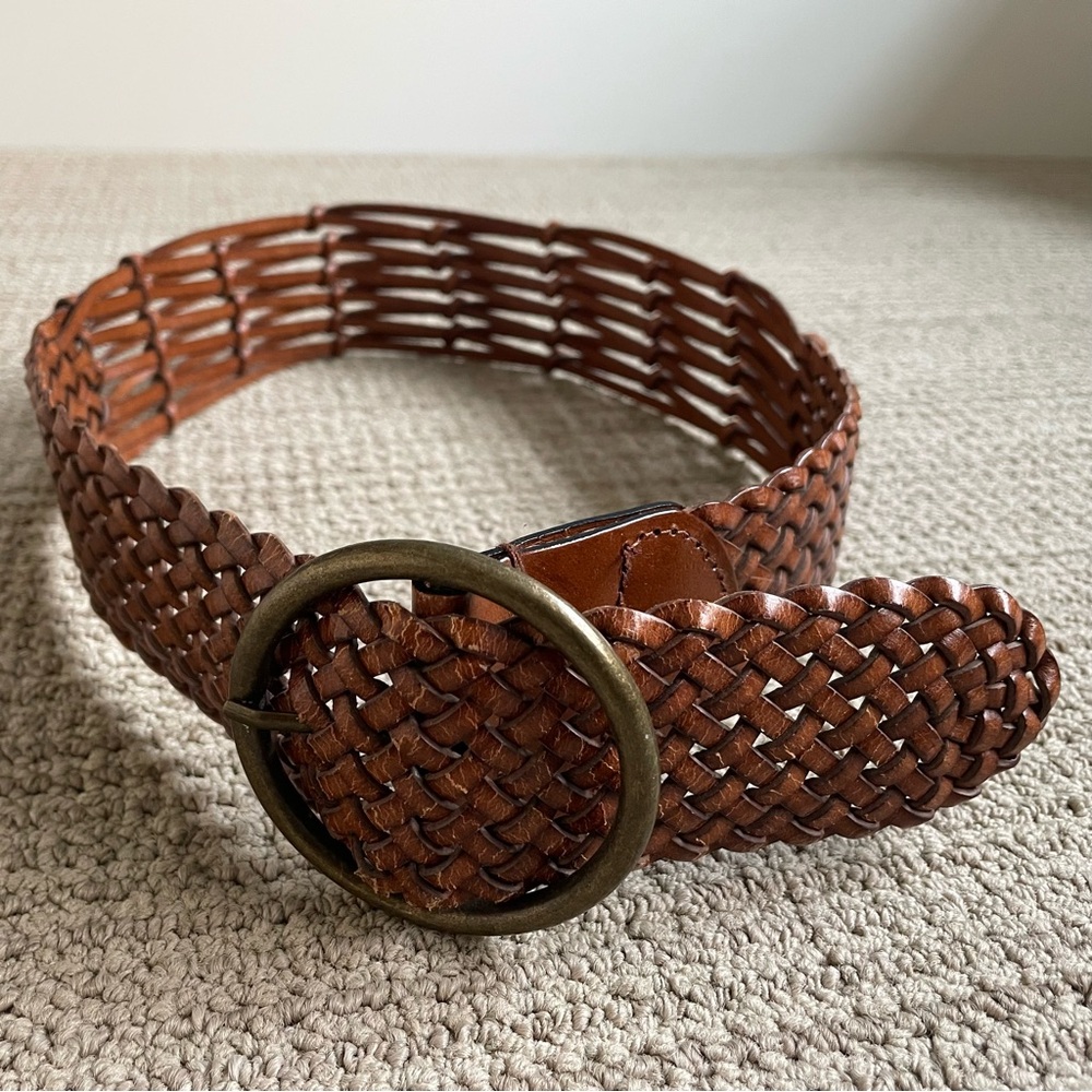 Anthropologie Linea Pelle Tan Woven Leather Belt